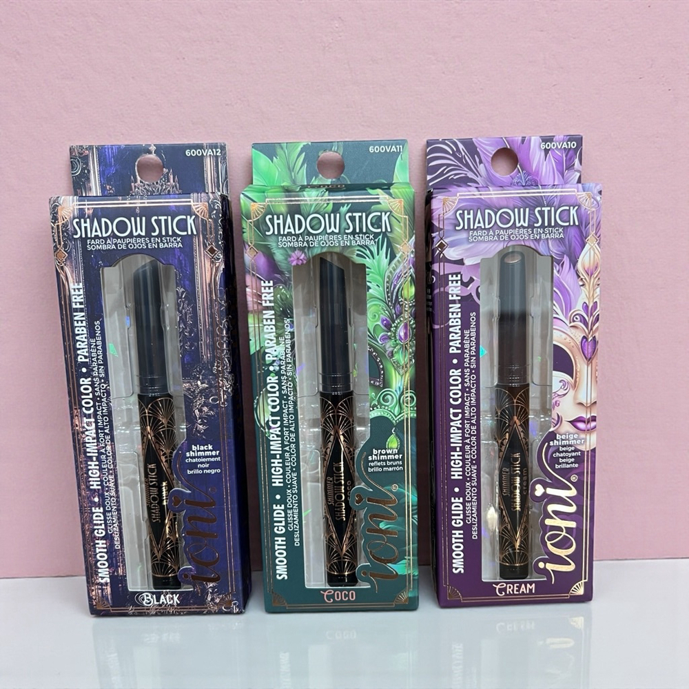 Ioni Veil of Allure Shadow Stick Trio Black Brown Beige Shimmer Paraben Free